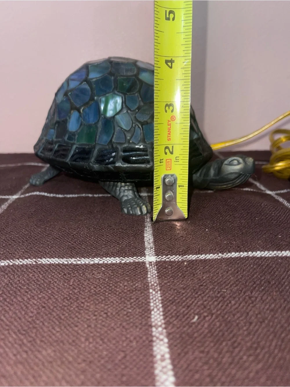 Tiffany Vintage BRONZE AND STAINED BLUE GLASS TURTLE LAMP 1999